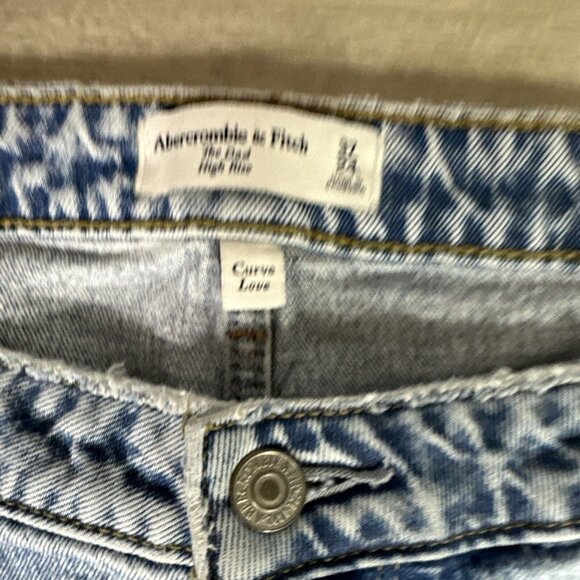 Abercrombie & Fitch Curve Love High Rise Dad Jeans Stone Wash sz 37/24 Long - Picture 5 of 8